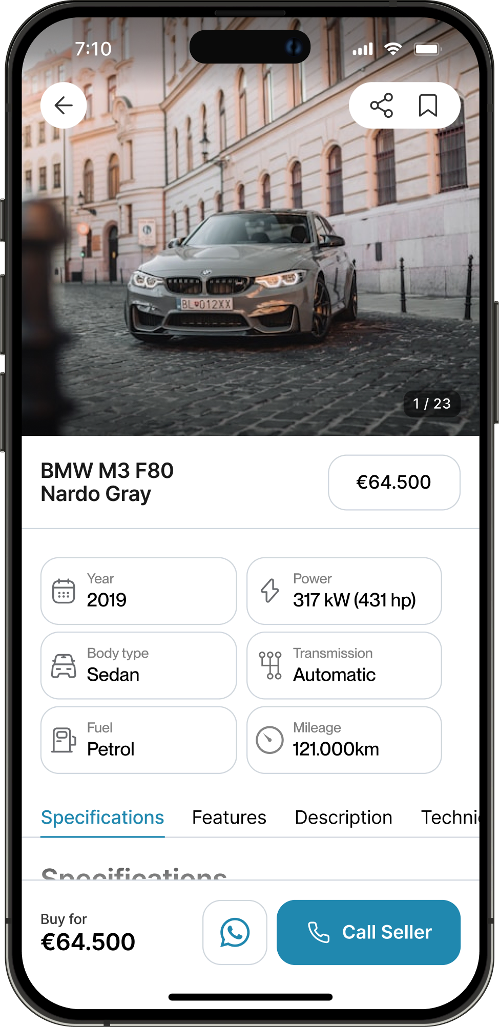 Redesigned car details page