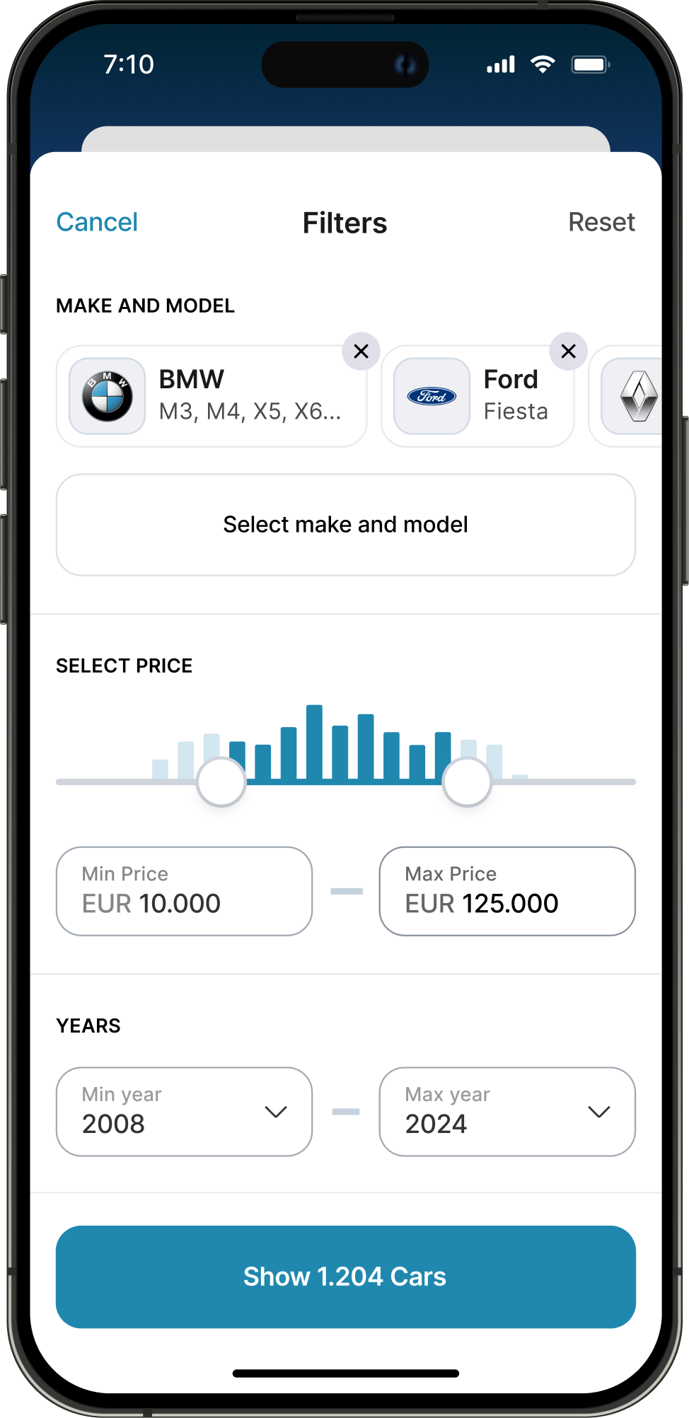 Redesigned filters screen