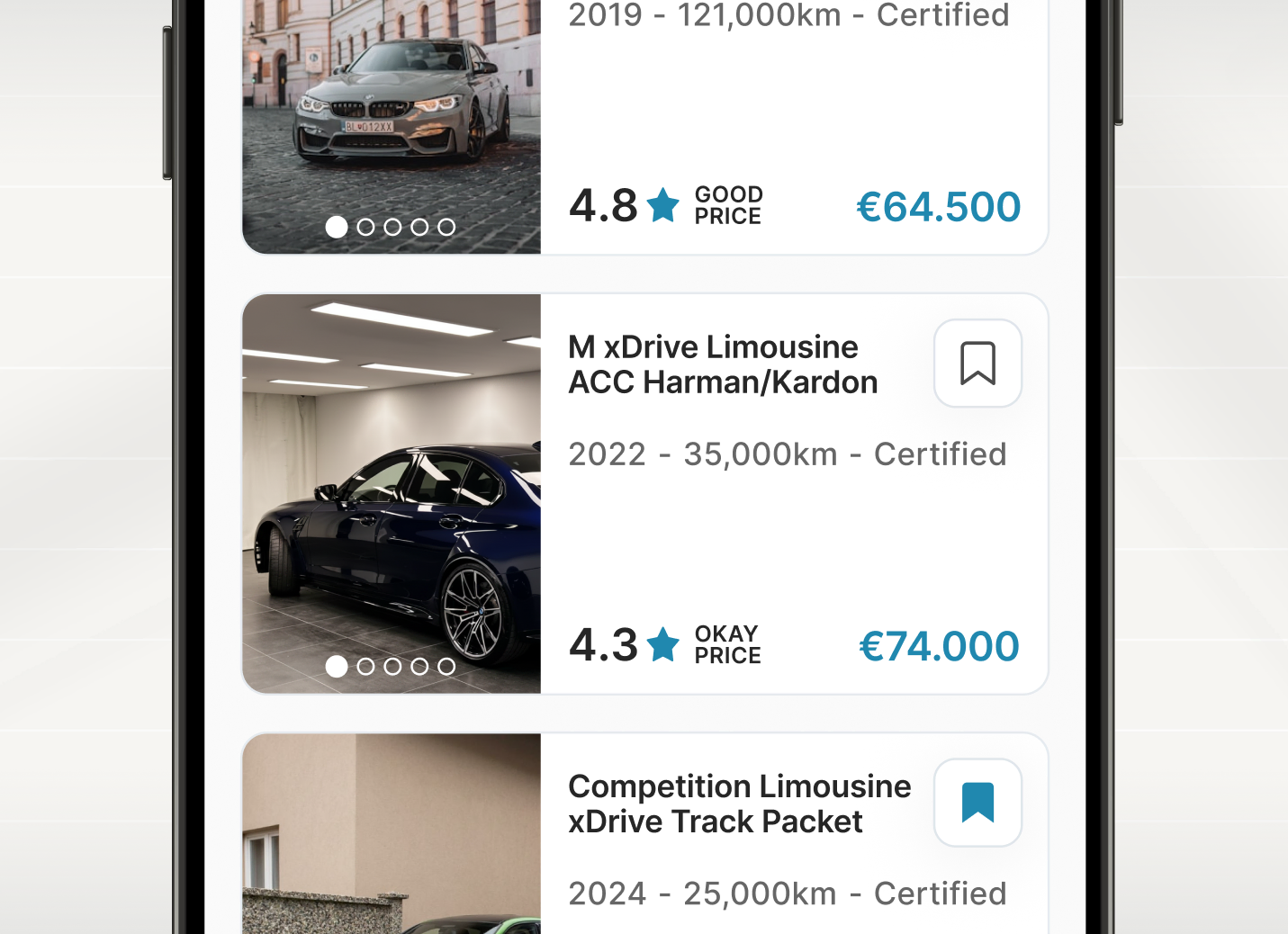 Search results list