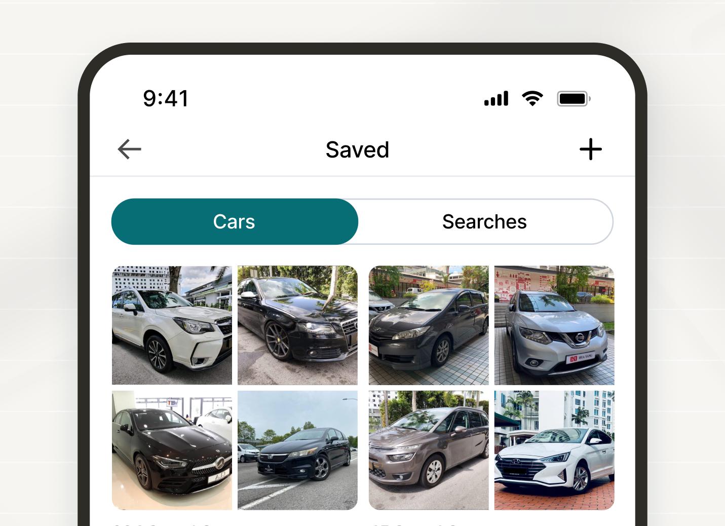 Saved listings organized in categories