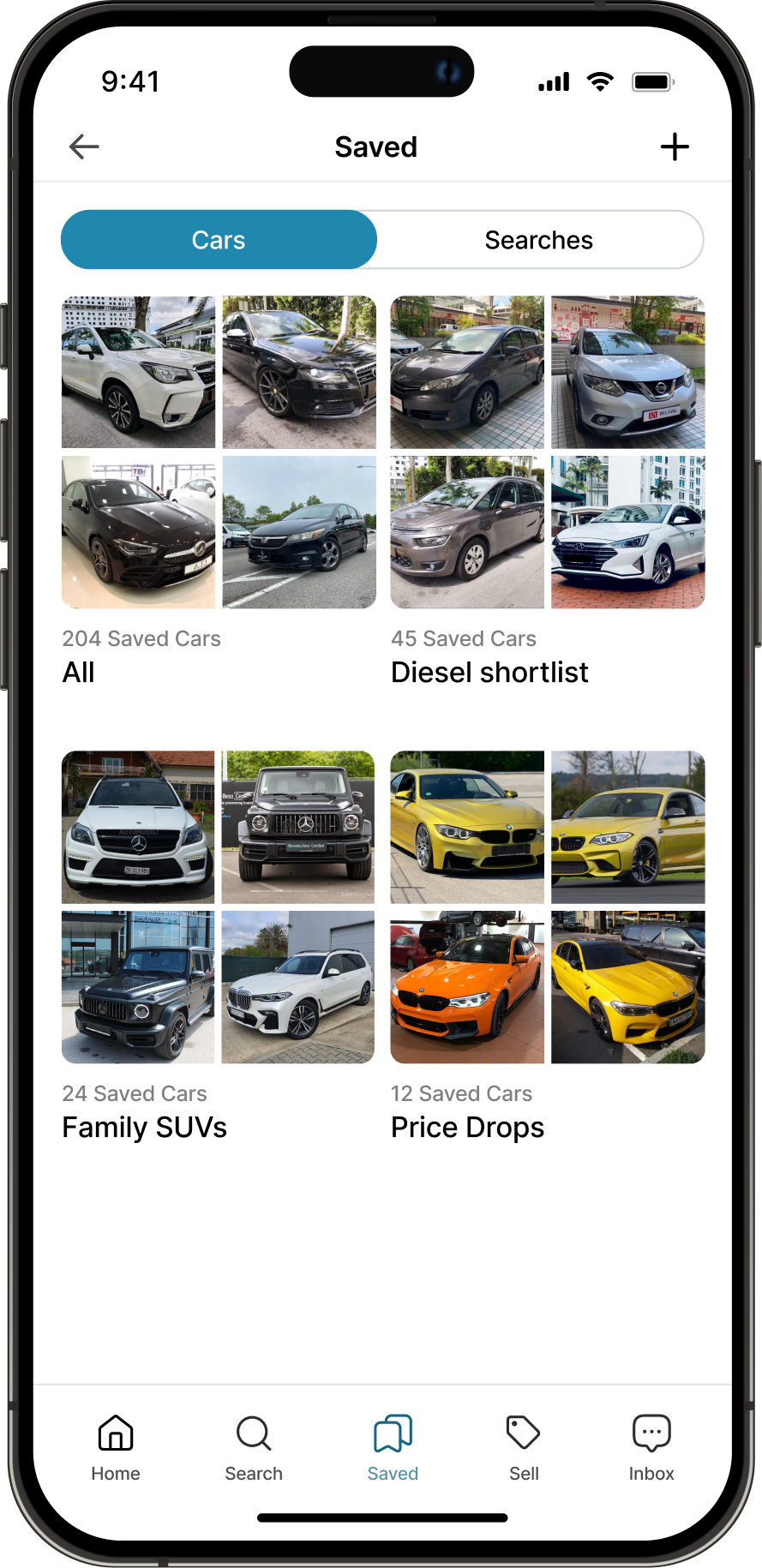 Saved cars page